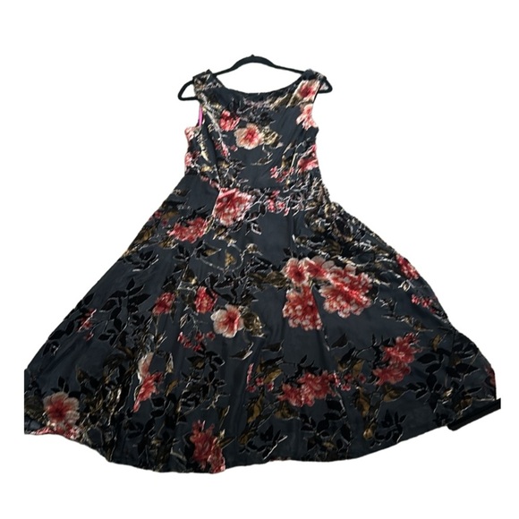 Betsey Johnson burn out velvet crepe floral mid dress size 10 grunge whimsigod - Picture 4 of 13